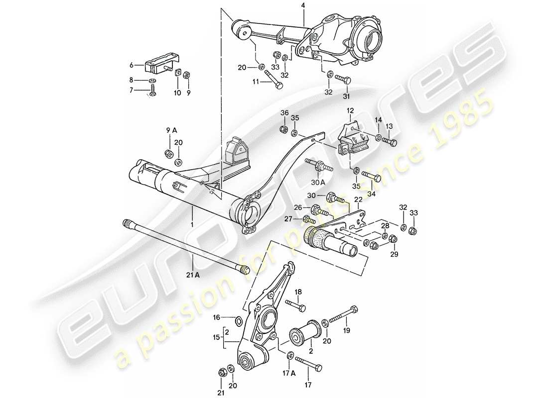 porsche 1990 (944) rear axle carrier - rear axle steering part diagram