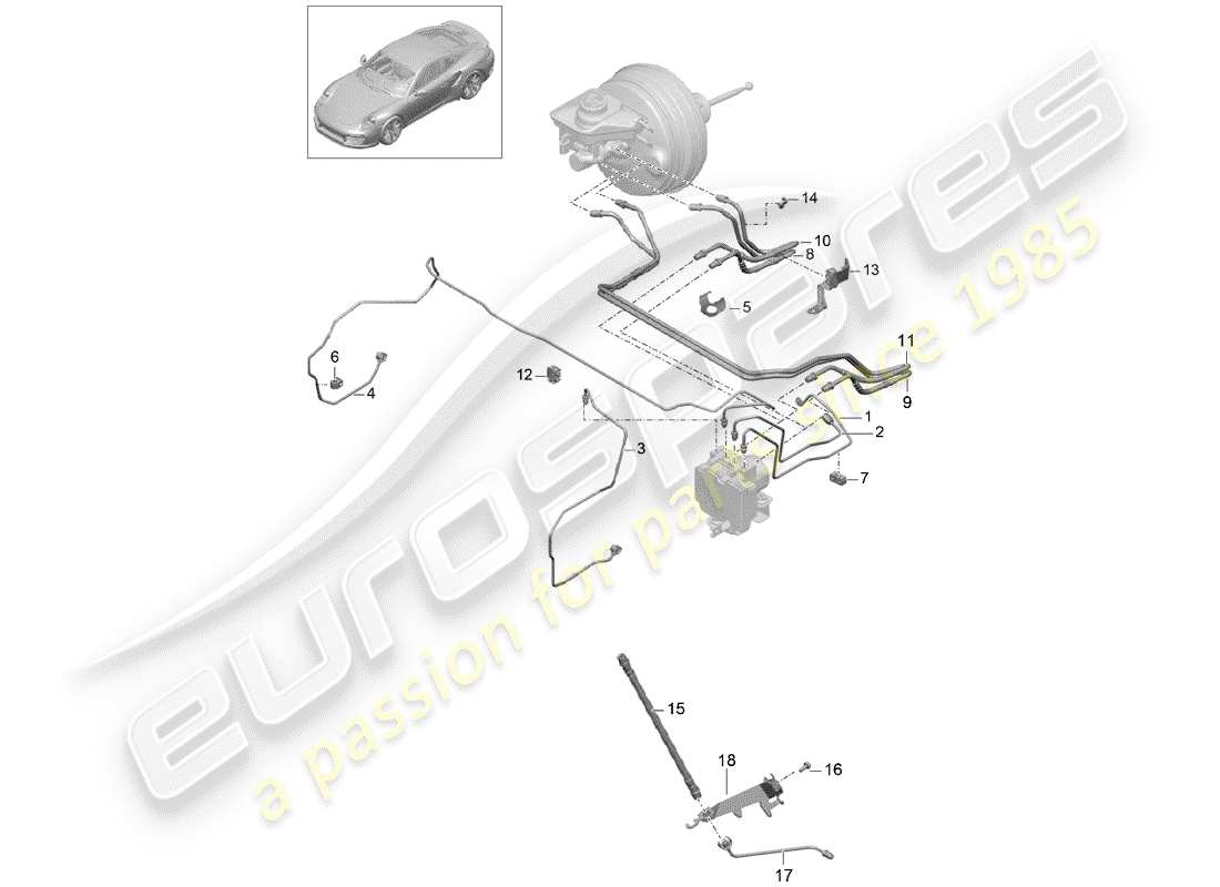 porsche 2016 (991-1 turbo) brake line part diagram