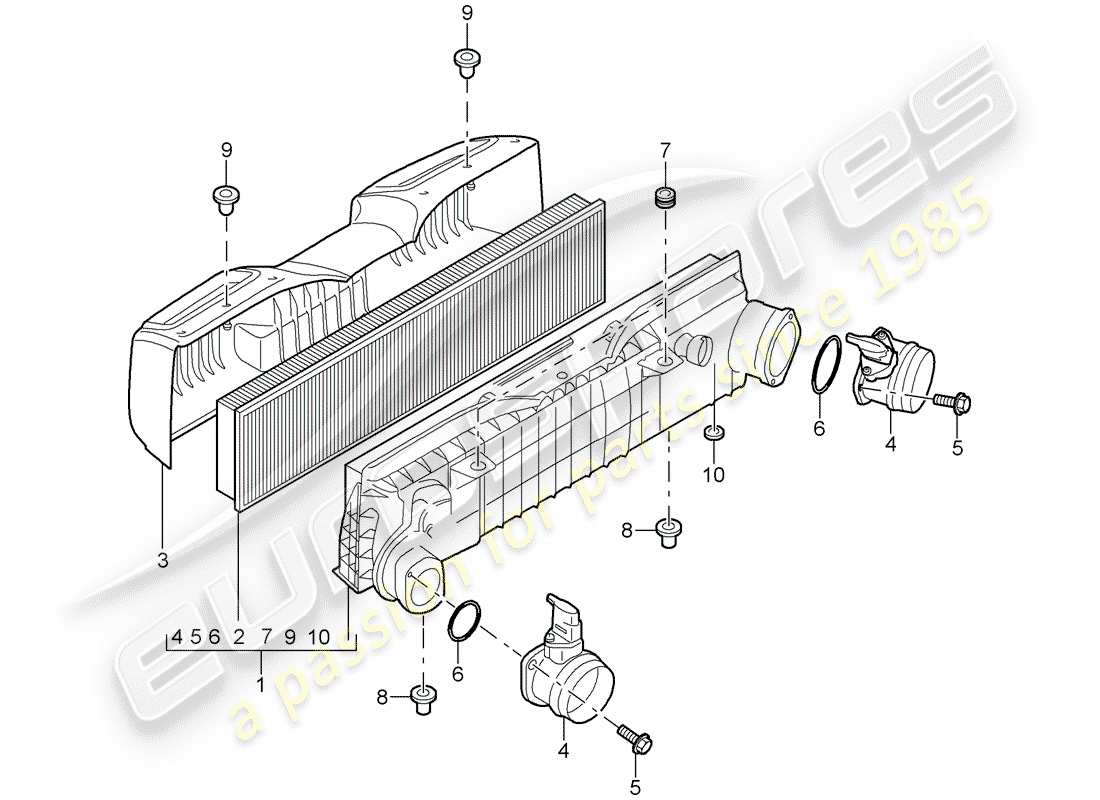 porsche 2009 997-2 turbo / gt2 air cleaner part diagram