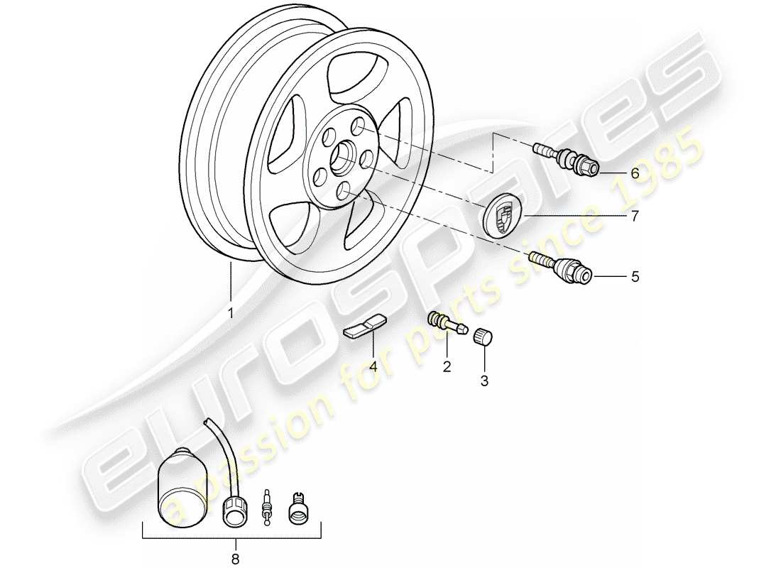 porsche 2009 997-2 turbo / gt2 wheels part diagram