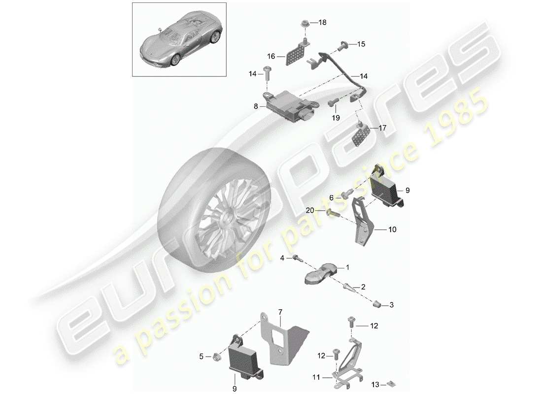 porsche 2015 (918 spyder) tire pressure control system part diagram