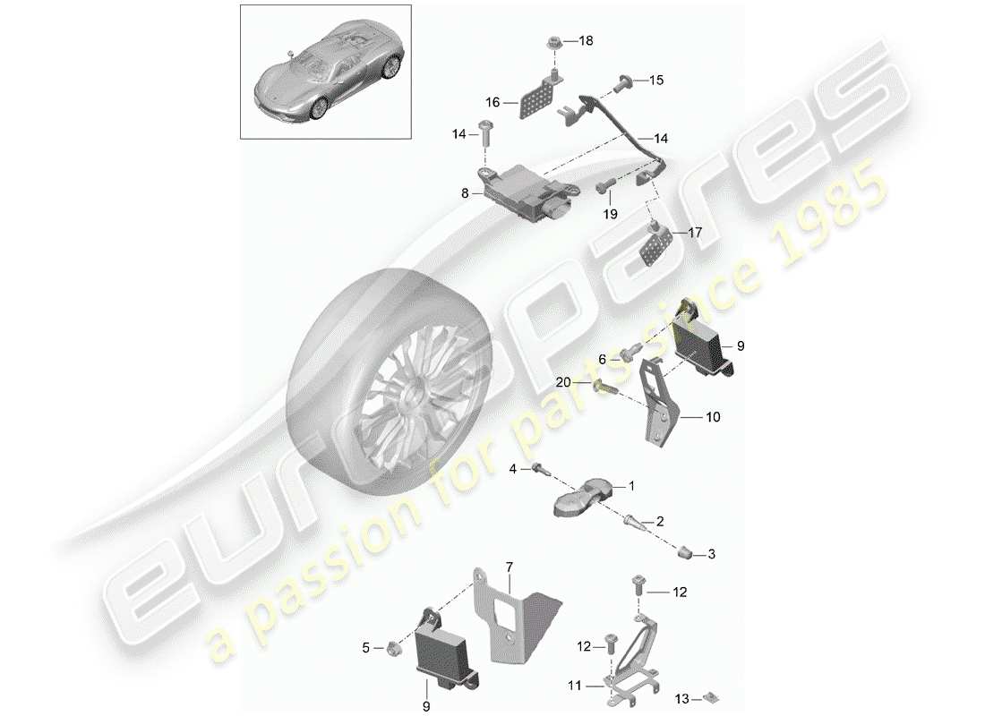 porsche 918 spyder (2015) tire pressure control system part diagram
