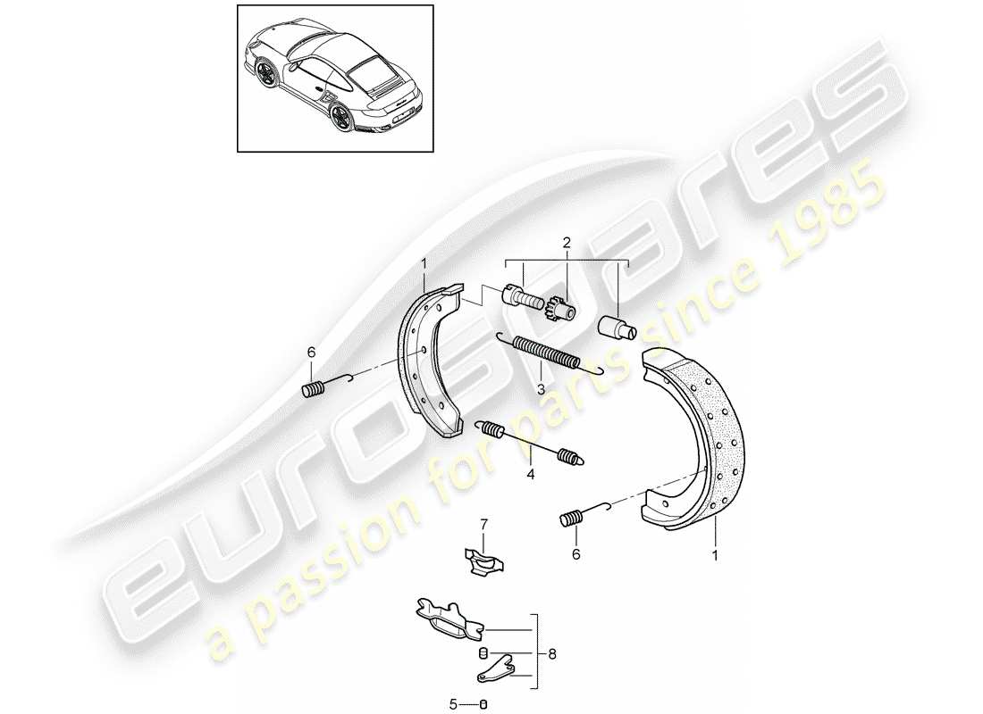 porsche 2011 (997-2 turbo / gt2 rs) handbrake part diagram