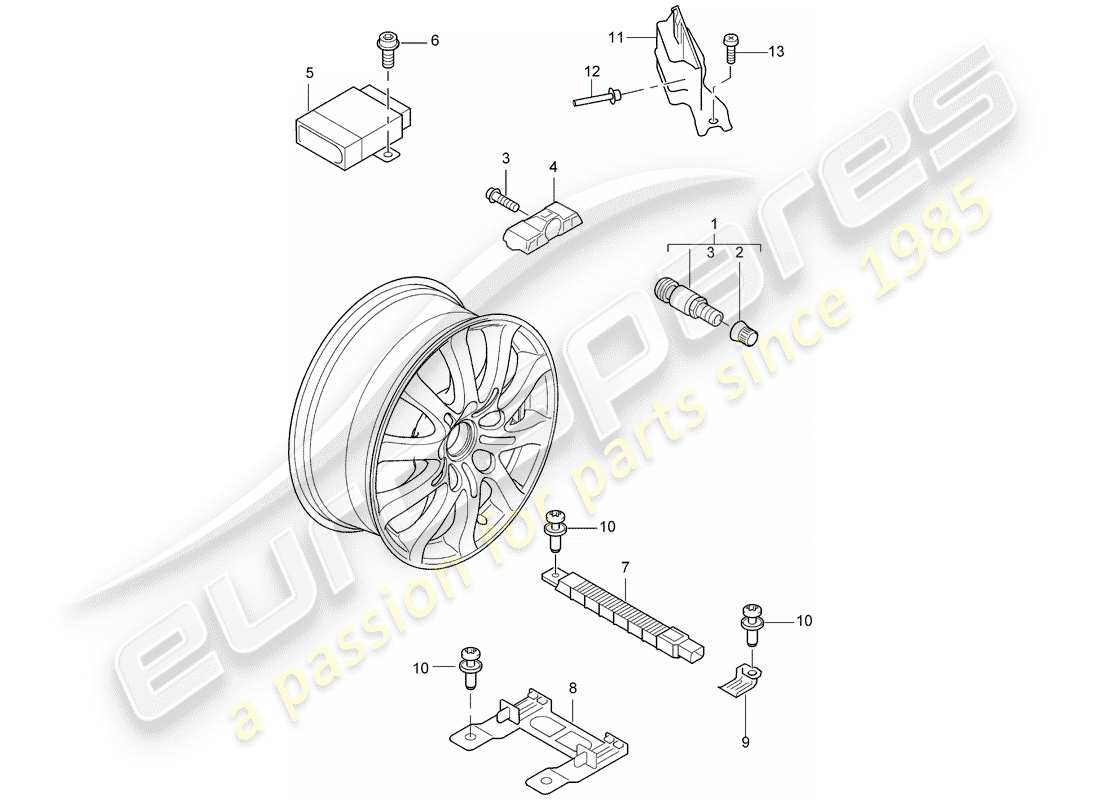 porsche 2004 (cayenne e1 9pa) tire pressure control system part diagram