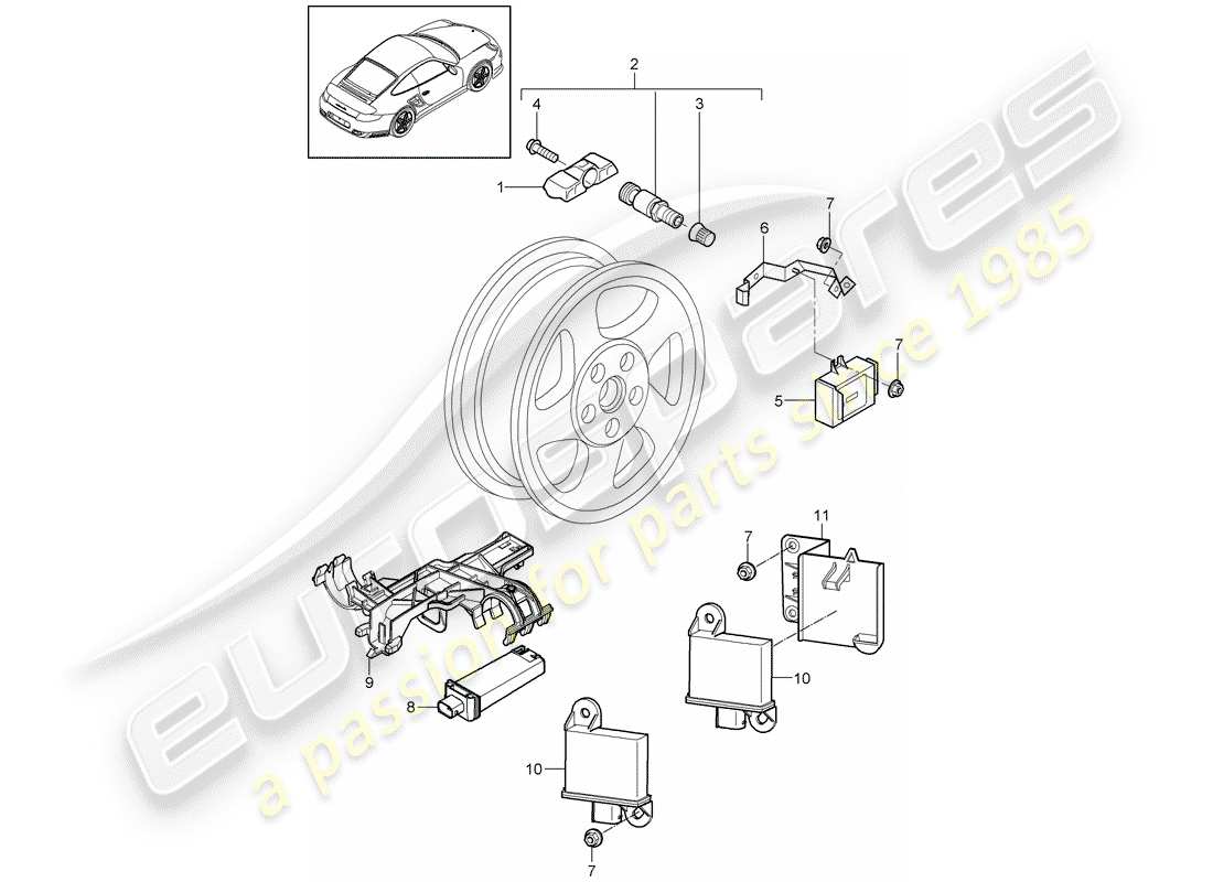 porsche 2013 (997-2 turbo / gt2 rs) tire pressure control system part diagram