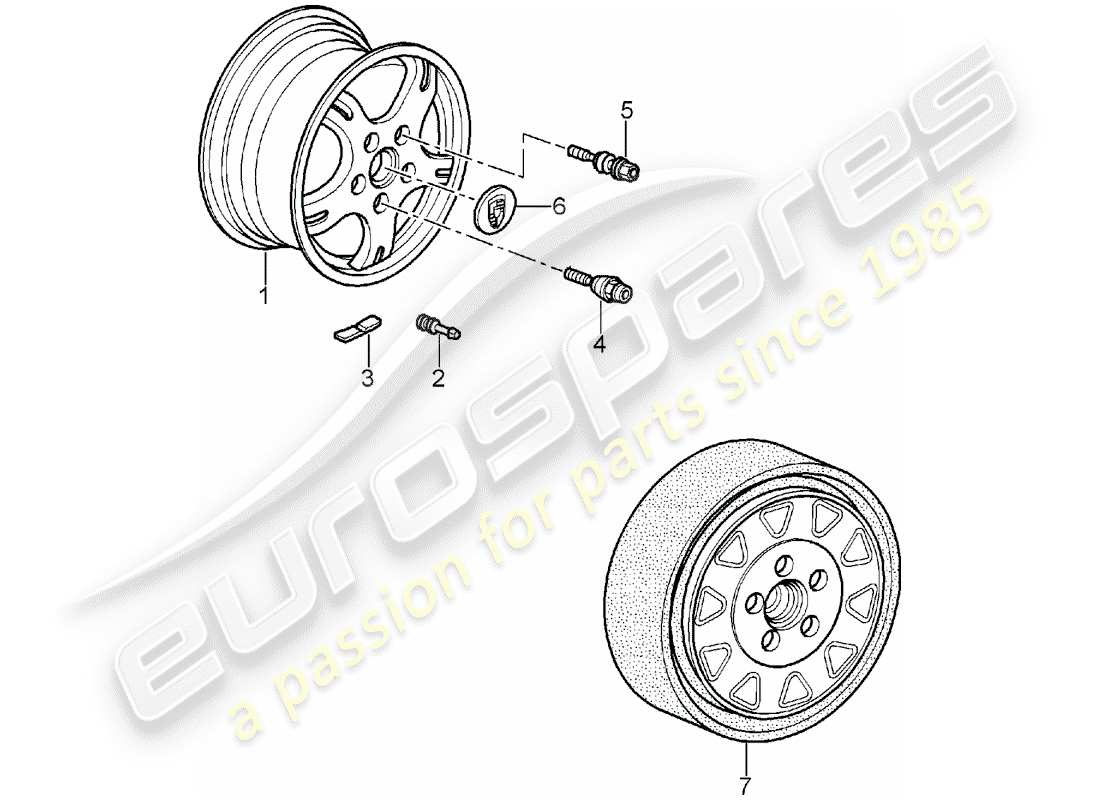 porsche 2007 (987 boxster) wheels part diagram