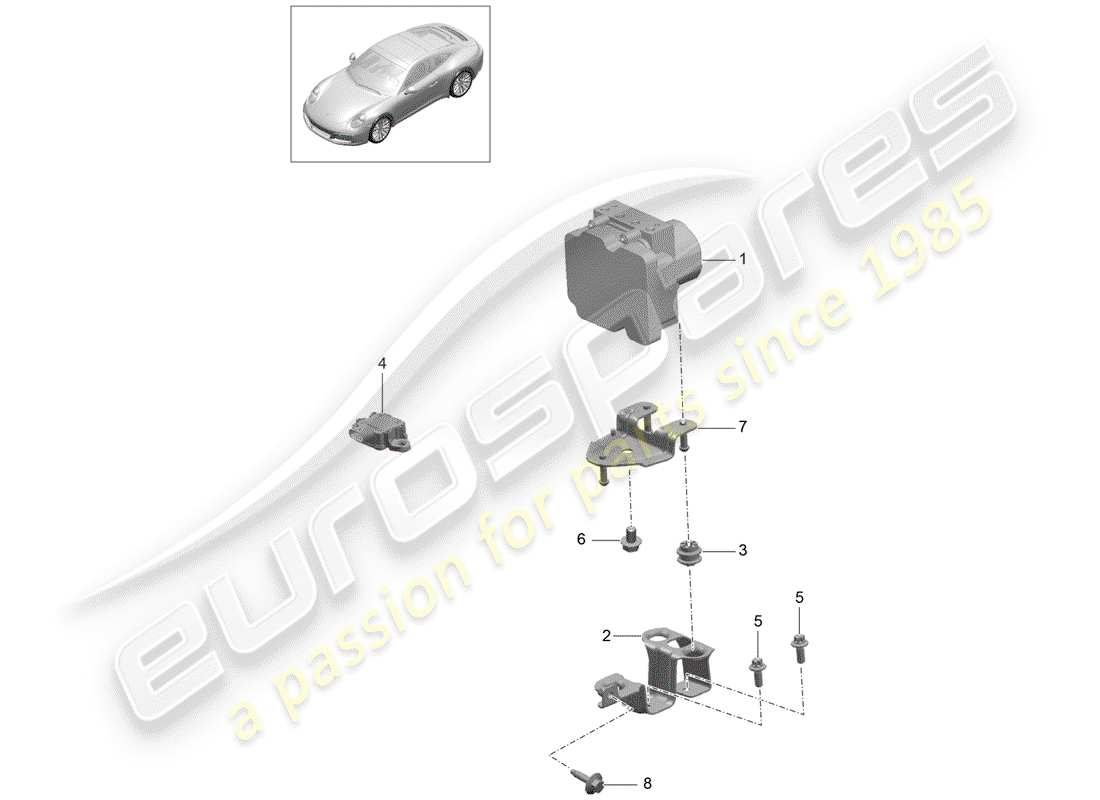porsche 991 gen. 2 (2020) hydraulic unit parts diagram