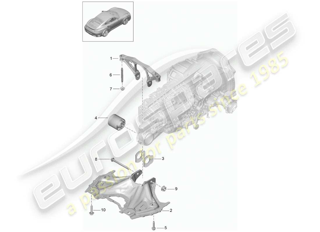 porsche 991 turbo (2015) sub frame part diagram