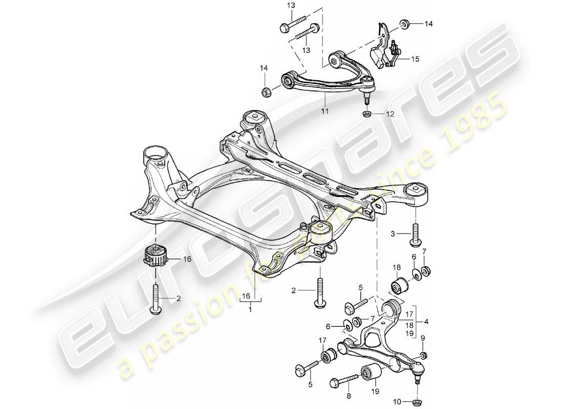 porsche 2004 (cayenne e1 9pa) sub-frame part diagram