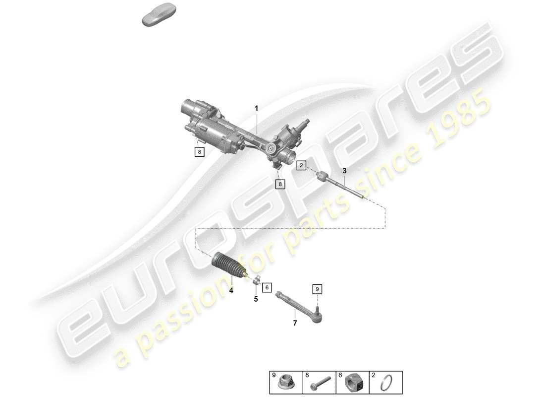 porsche 2020 (718 boxster spyder) steering gear parts diagram