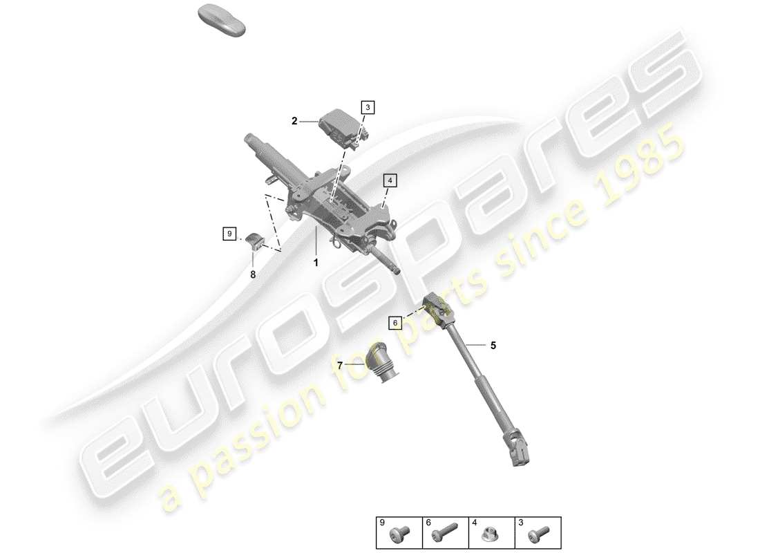 porsche 2020 (718 boxster spyder) steering column part diagram