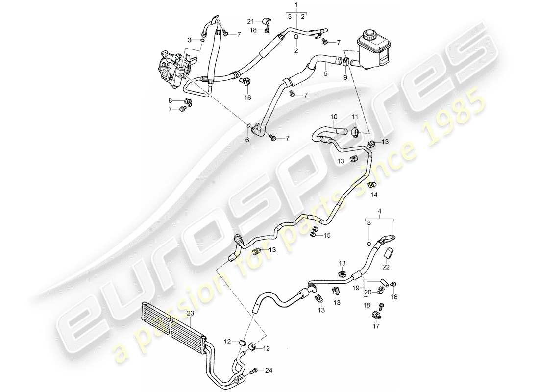 porsche cayenne (2007) power steering part diagram