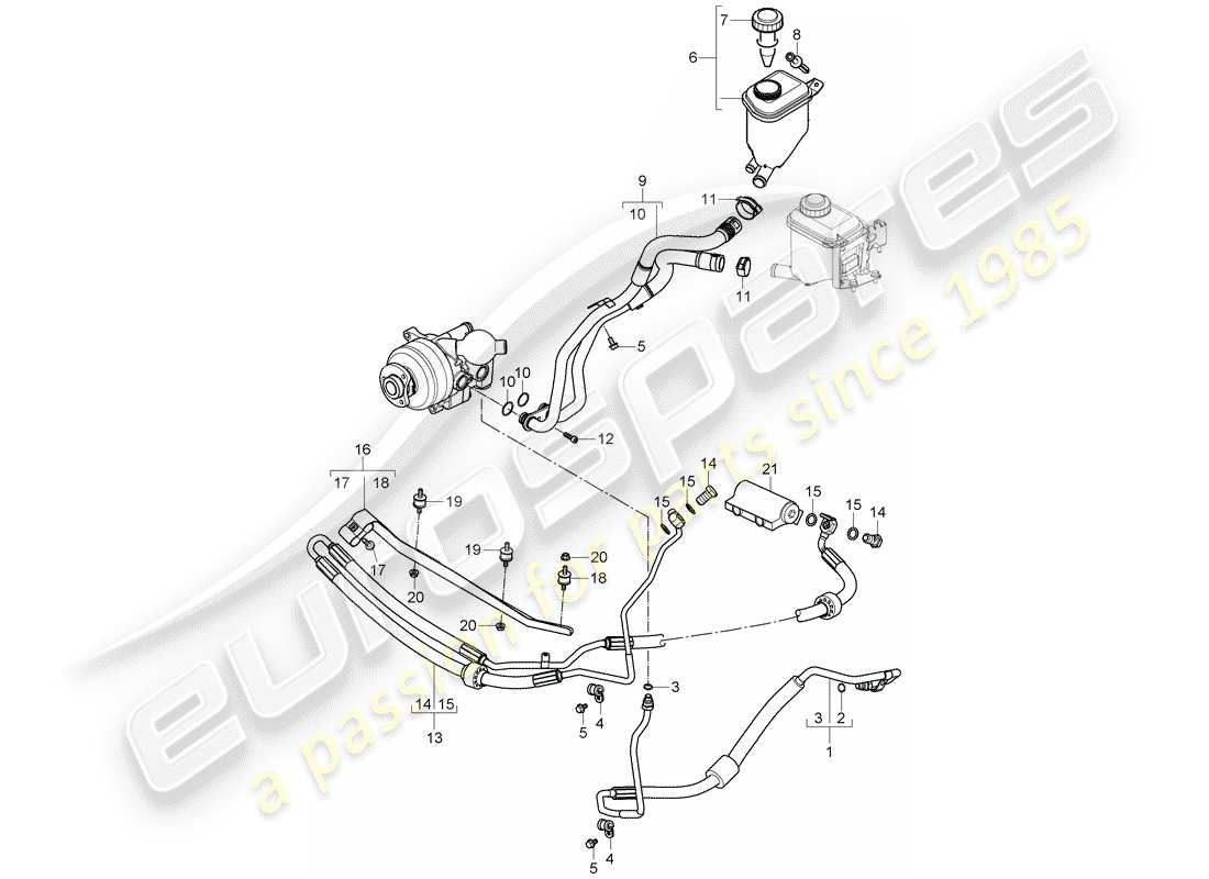 porsche 2007 (cayenne e1 9pa) power steering part diagram