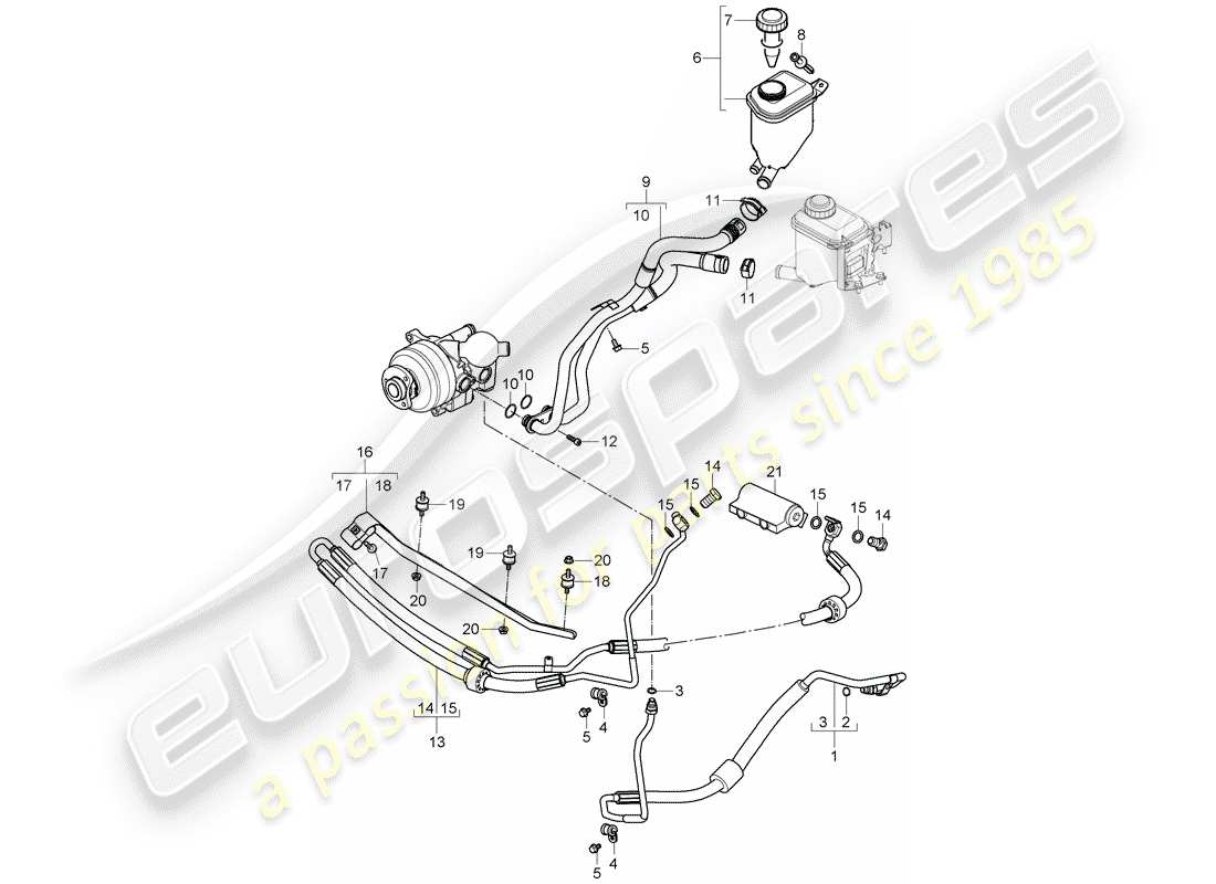 porsche cayenne (2007) power steering part diagram