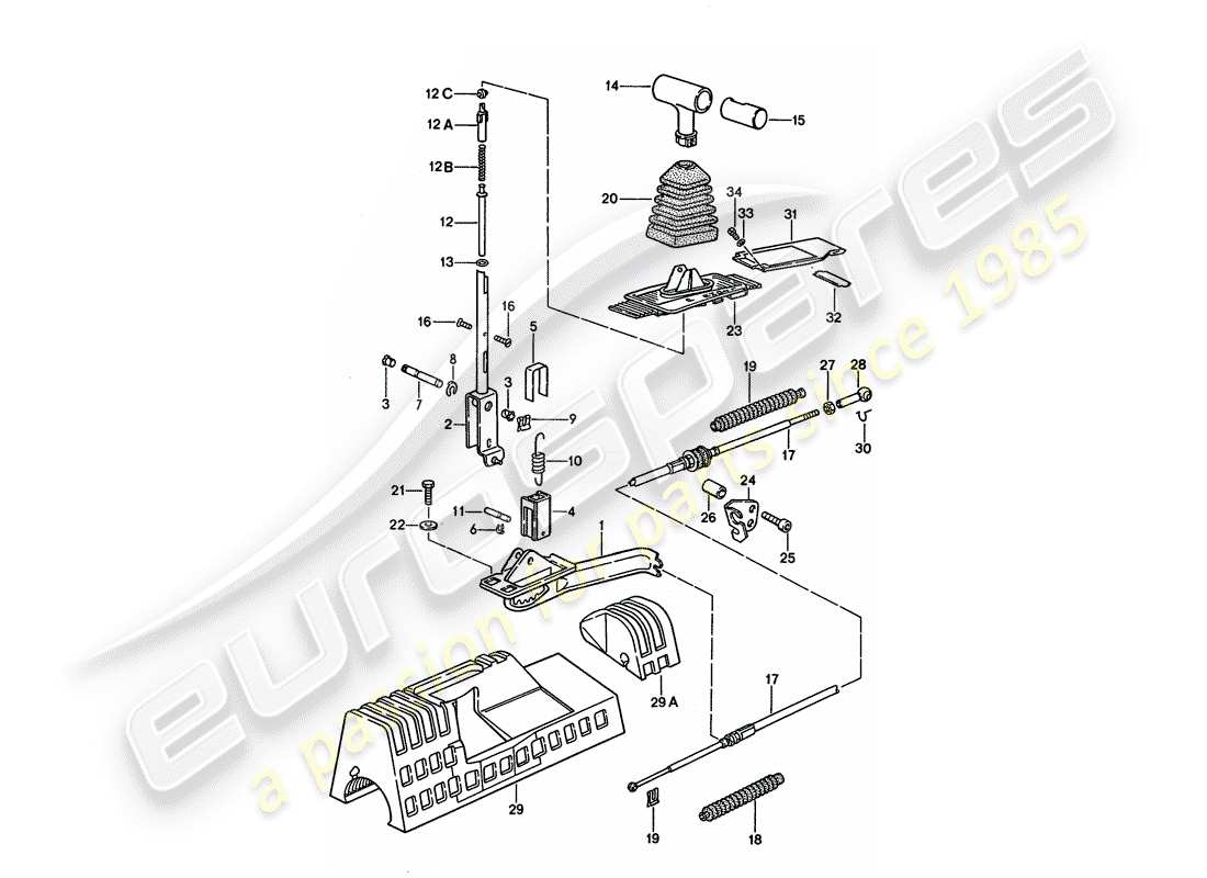 porsche 928 (1993) shift mechanism - for vehicles with - automatic transmission parts diagram