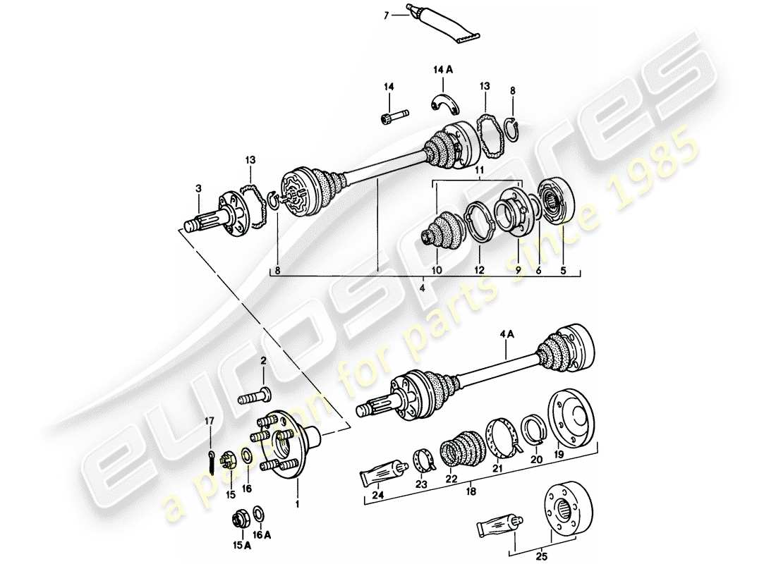 porsche 1985 (911) drive shaft part diagram
