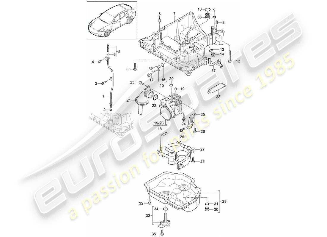 porsche panamera 970 (2016) oil-conducting housing part diagram