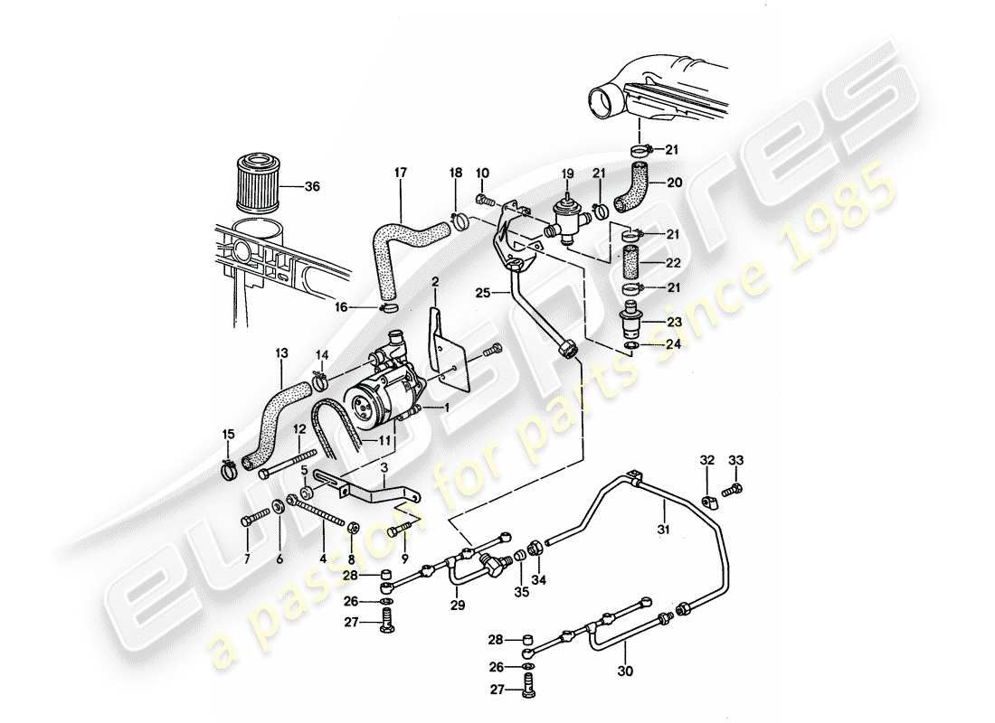porsche 1993 (928) air injection - for cars without - catalyst part diagram