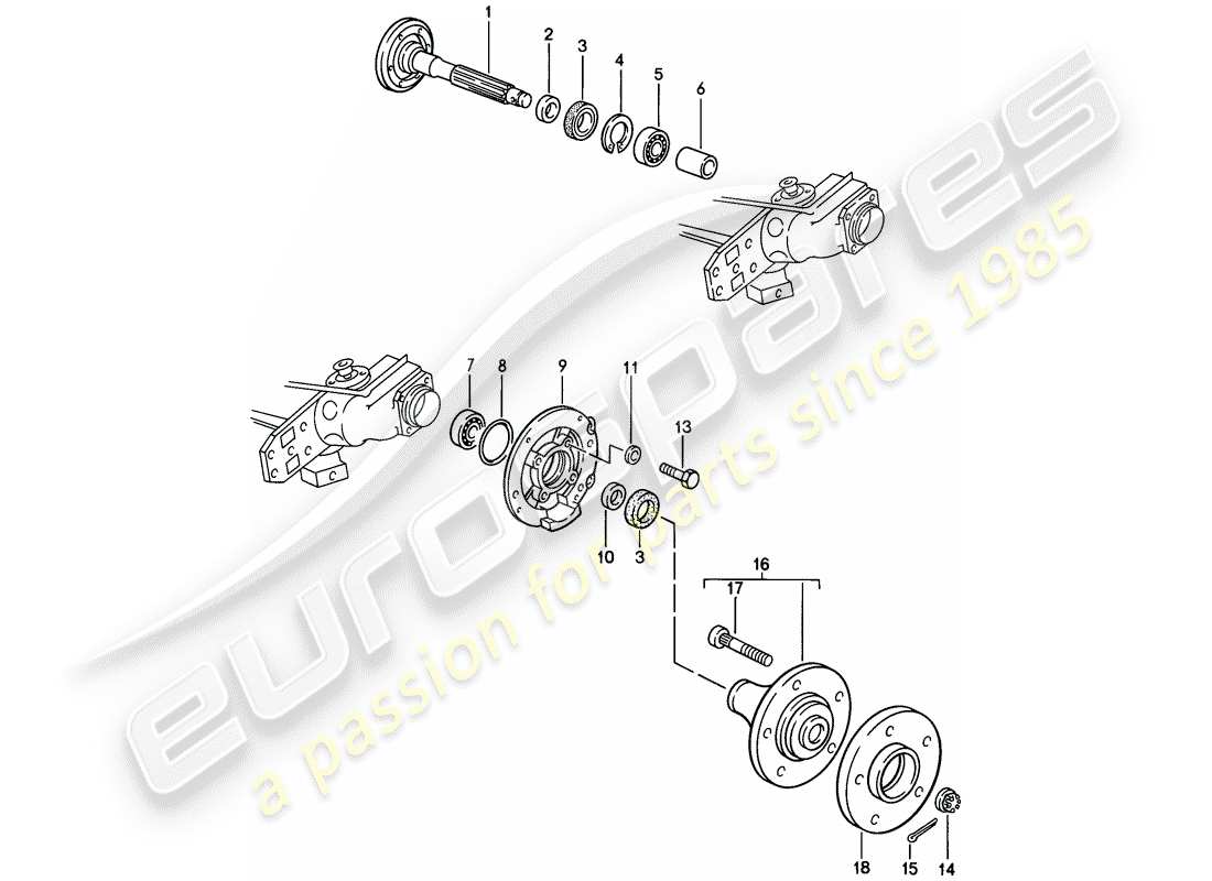 porsche 1982 (944) rear wheel shaft - lubricants parts diagram