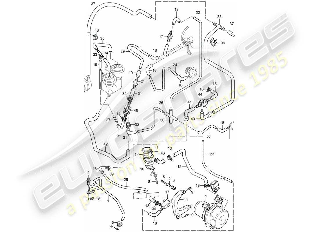 porsche 2005 (996 turbo / gt2) air injection part diagram