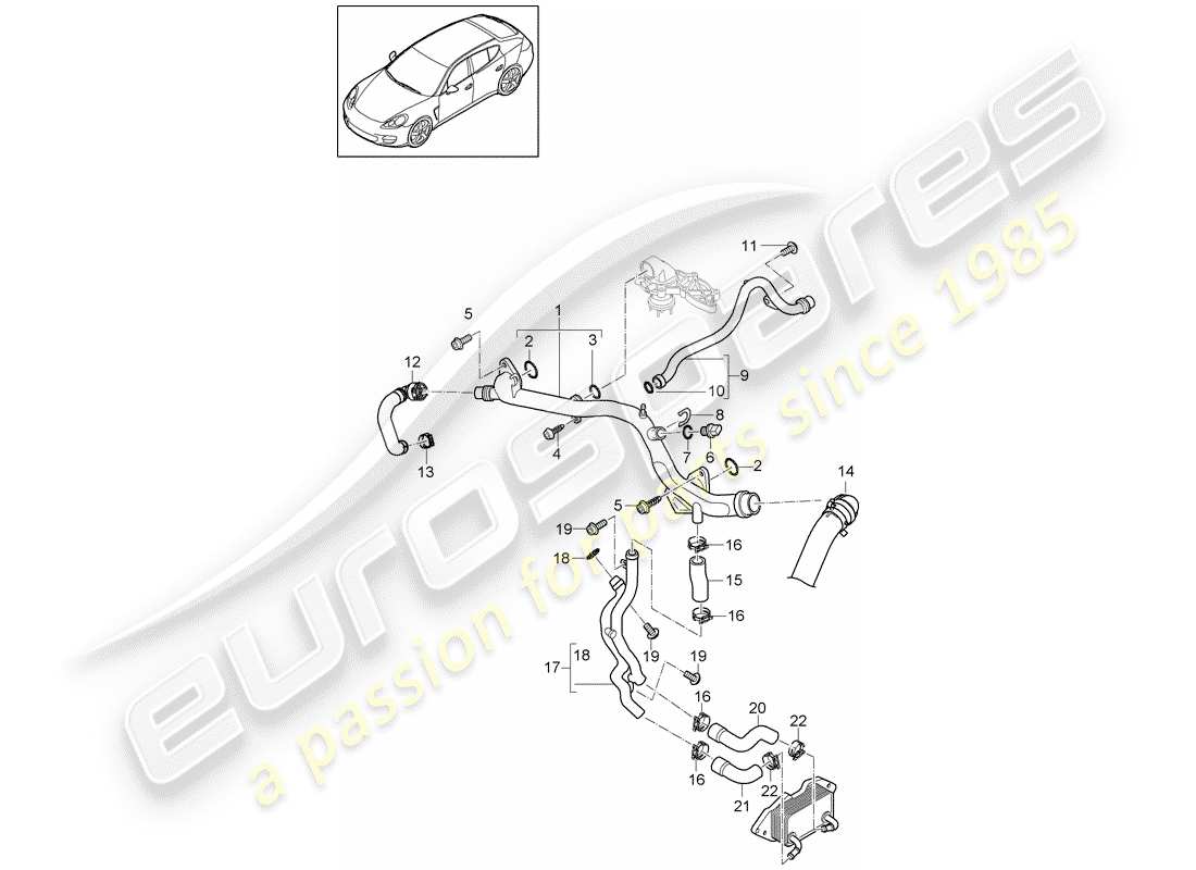 porsche panamera 970 (2014) water cooling part diagram