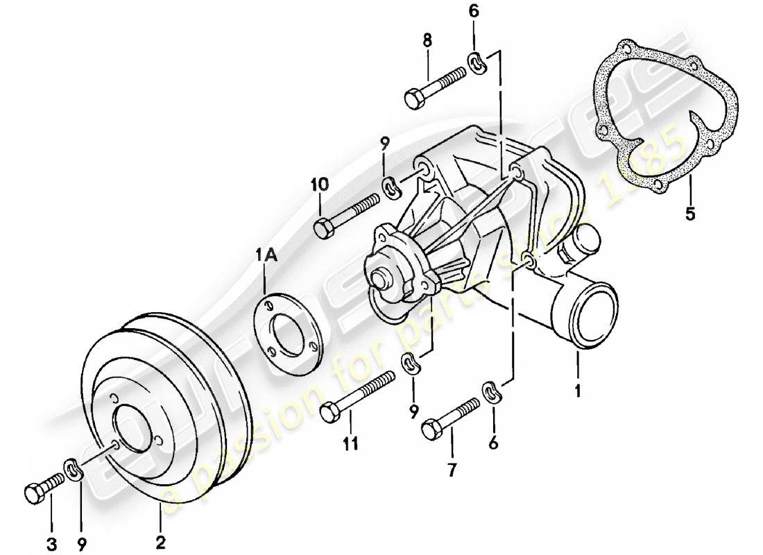 porsche 1984 (924) water pump part diagram