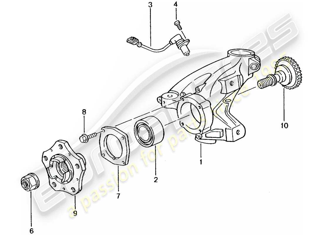 porsche 2004 (996 turbo / gt2) wheel carrier - wheel hub part diagram