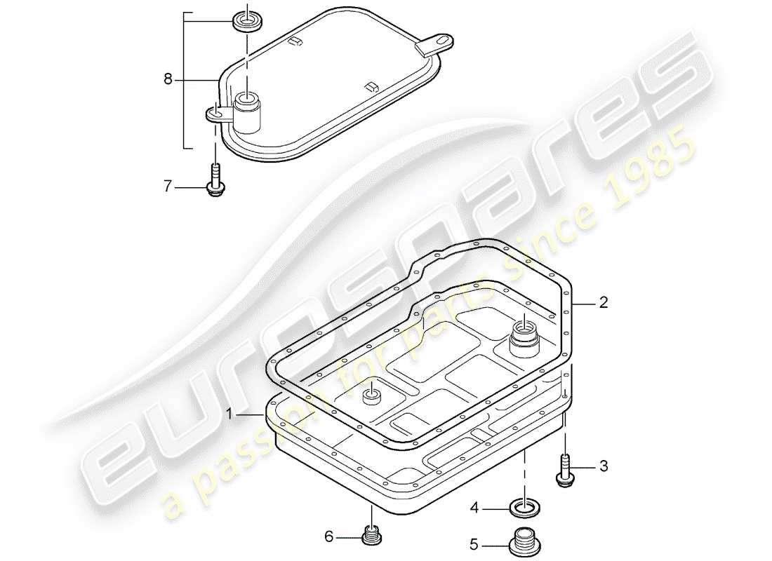 porsche 1997 (986 boxster) tiptronic - - oil filter - oil pan part diagram