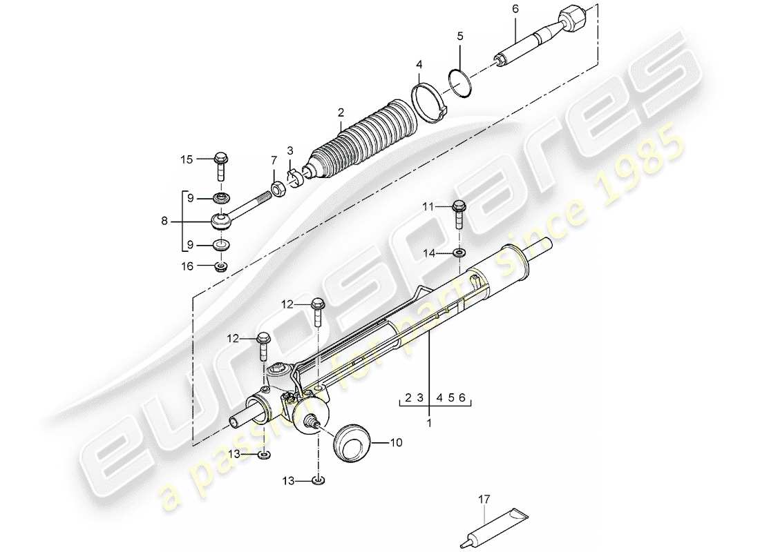 porsche 2006 (carrera gt) power steering - steering gear parts diagram