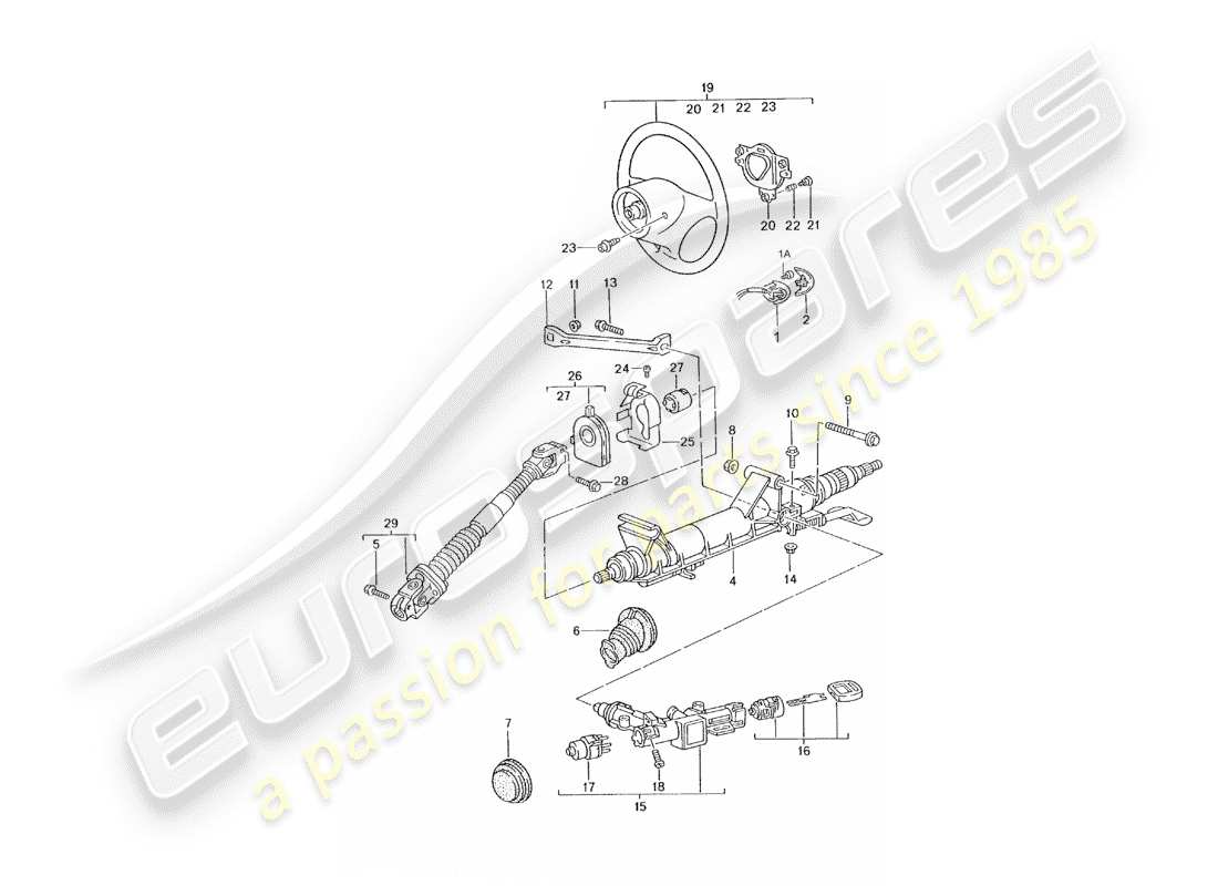 porsche 2002 (996 turbo / gt2) steering protective pipe - intermediate steering shaft - steering wheels part diagram