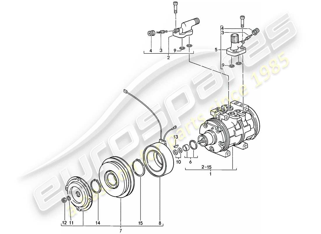 porsche 1989 (911) compressor part diagram