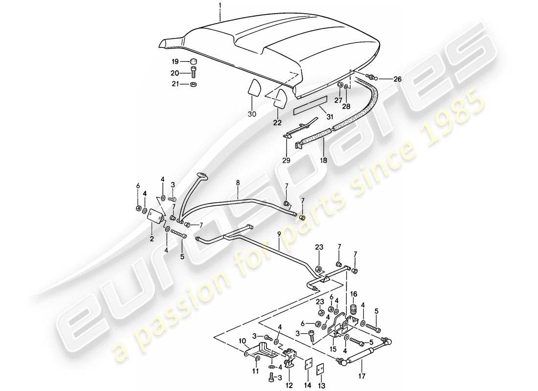 porsche 1989 (911) rear covering - d - mj 1989>> - mj 1989 part diagram