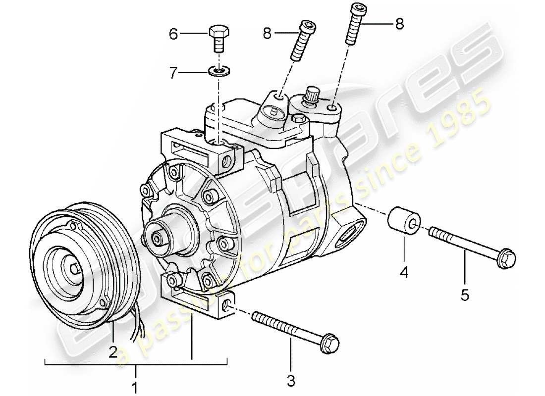 porsche boxster 986 (2003) compressor part diagram