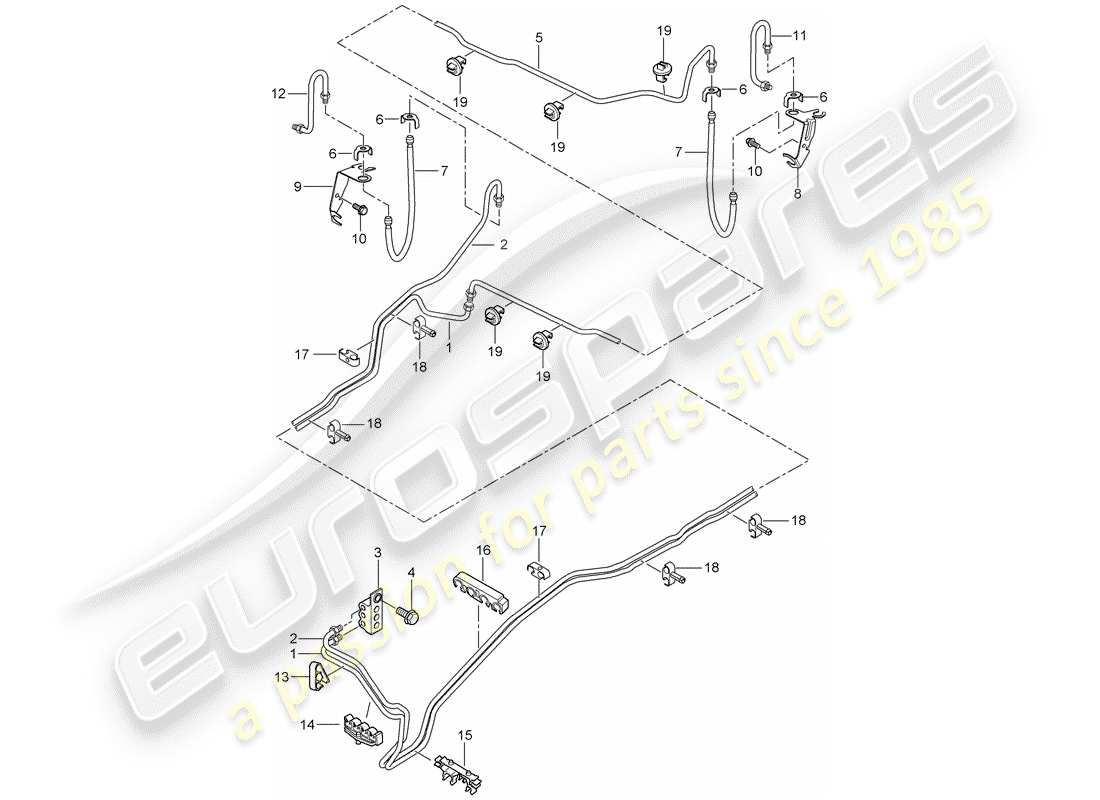 porsche cayenne (2007) brake line part diagram