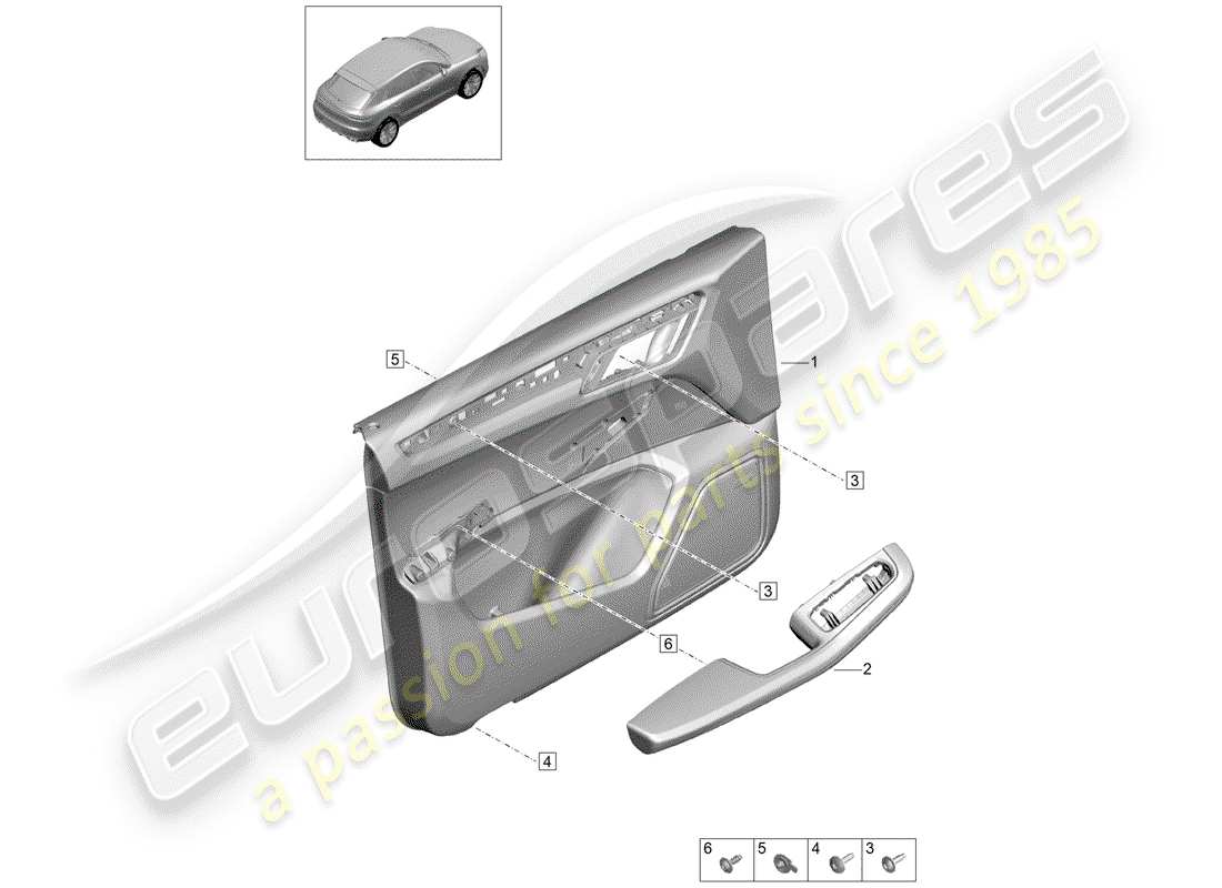 porsche 2019 (macan) door trim panels part diagram