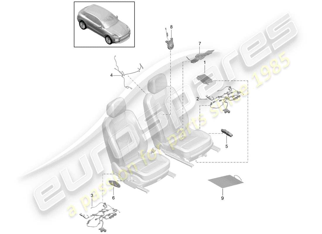 porsche 2019 (macan) electrics part diagram