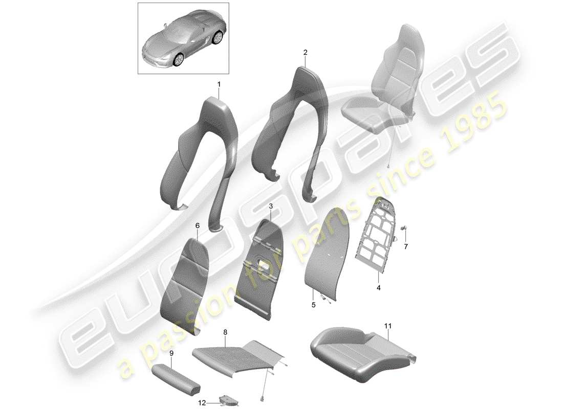 porsche 2016 (981 boxster spyder) foam part part diagram