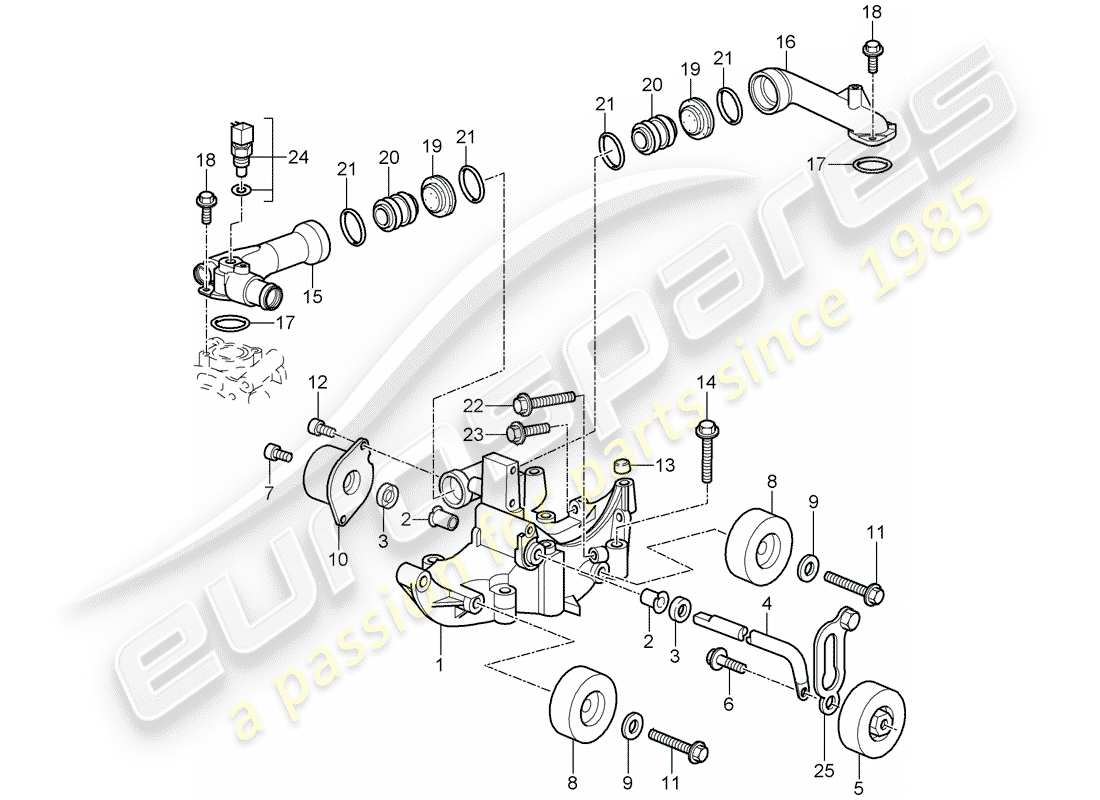 porsche 2010 (997-2 gt3) belt tensioner part diagram