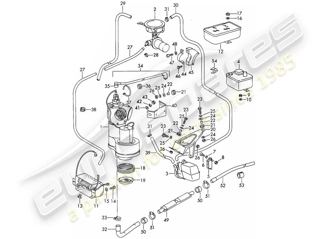 porsche 1969 (911/912) heating and ventilation unit - accessories part diagram