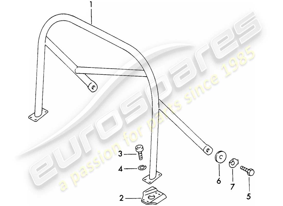 porsche 1972 (911) roll bar part diagram