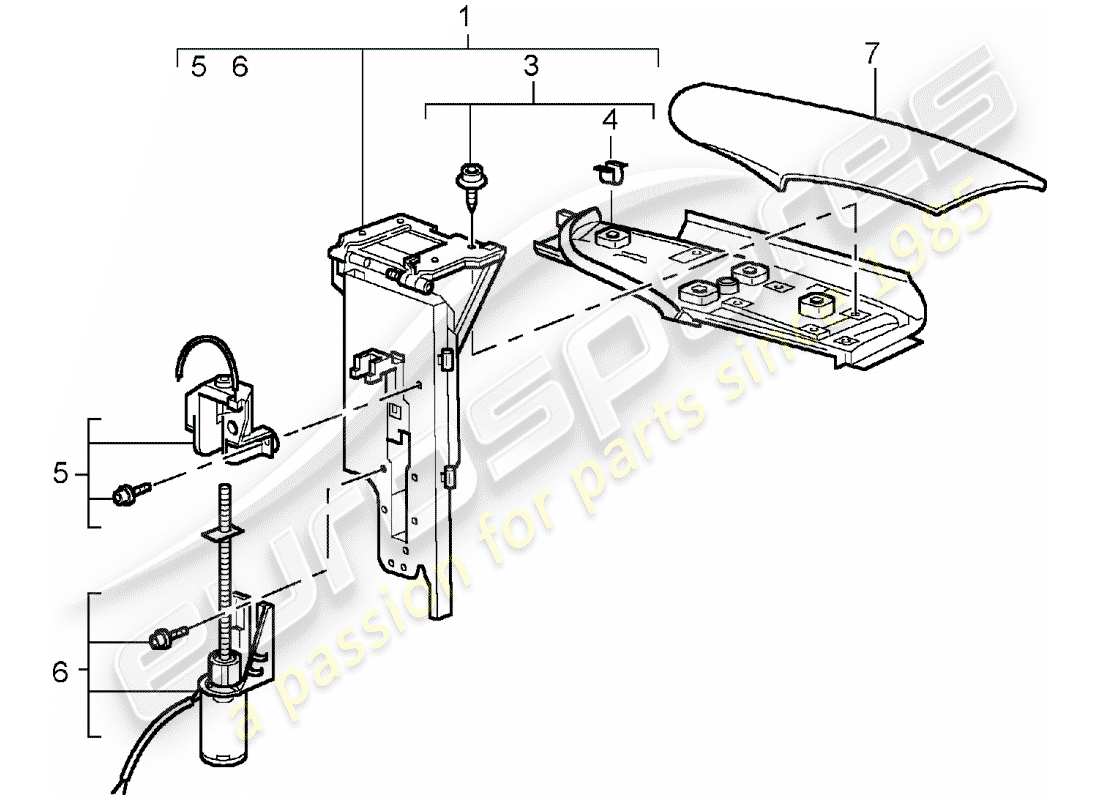 porsche 2004 (996 turbo / gt2) flap - folding top part diagram