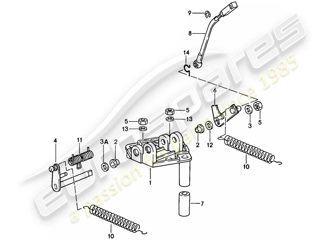 porsche 1989 (911) throttle linkage - bracket part diagram