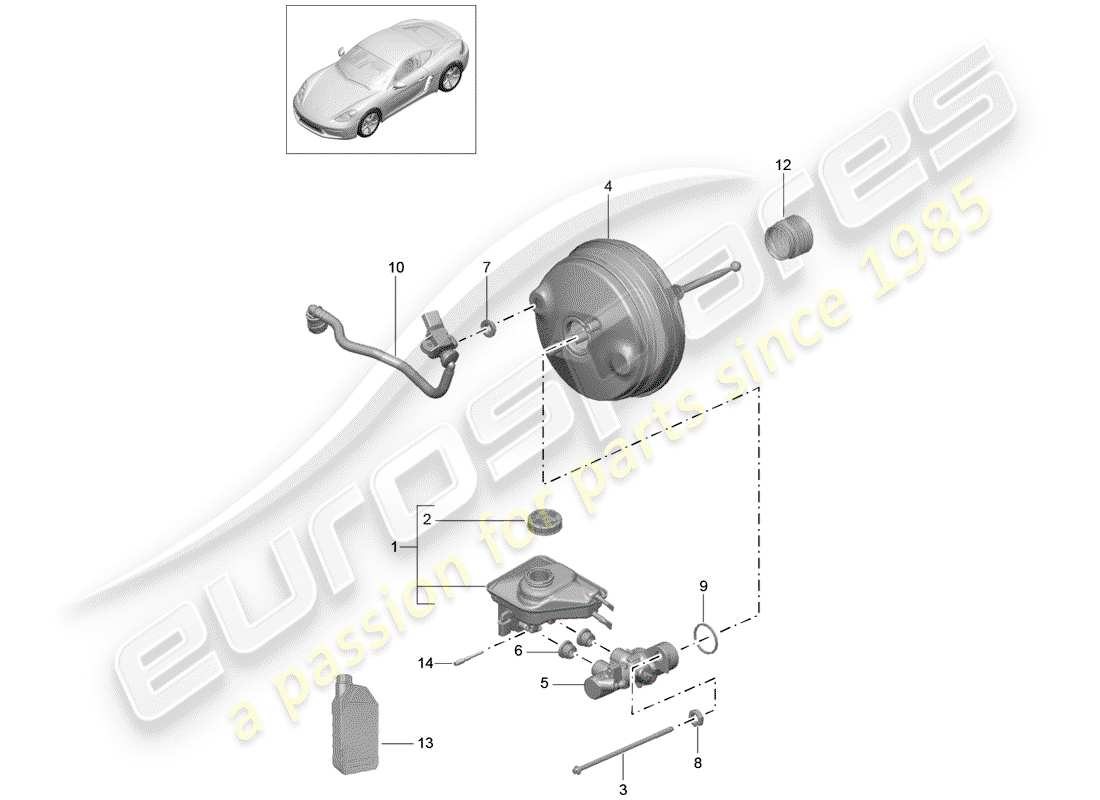 porsche 2019 (718 cayman) brake master cylinder part diagram