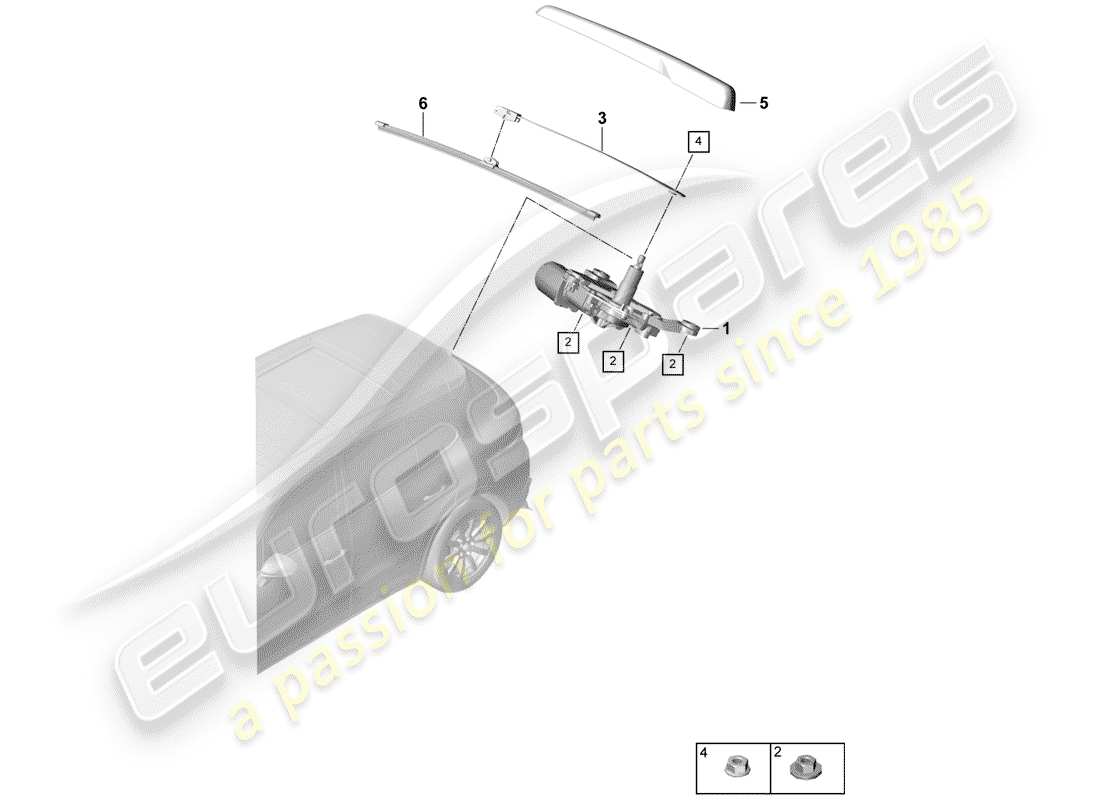porsche cayenne e3 (2020) rear window wiper part diagram