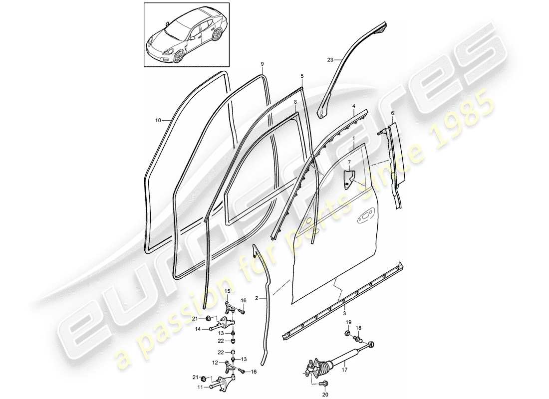 porsche 2011 (panamera 970) door shell part diagram
