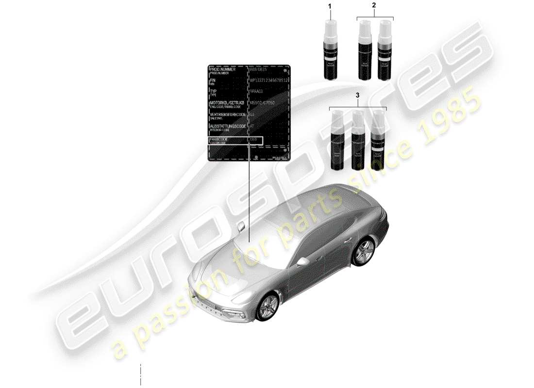 porsche 2020 (panamera 971-1) paint touch-up stick part diagram