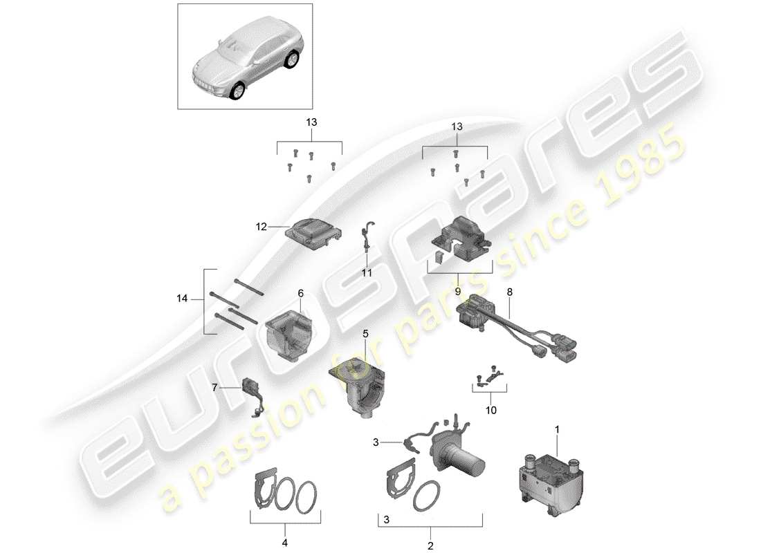 porsche 2014 (macan) additional heater part diagram