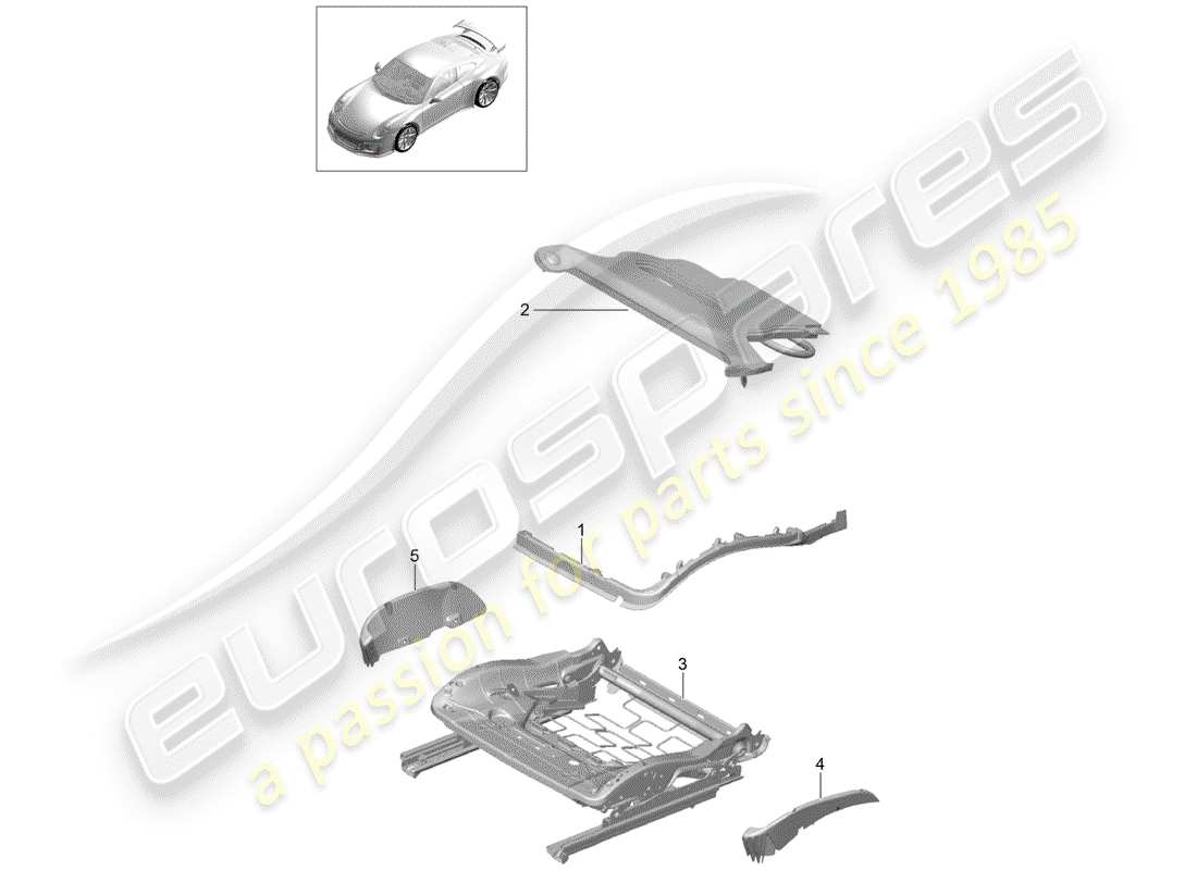 porsche 991r/gt3/rs (2017) padding for seat parts diagram