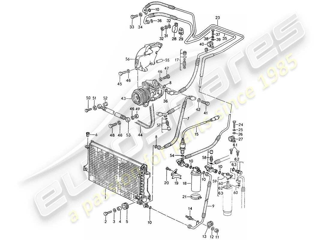 porsche 968 (1995) refrigerant circuit part diagram