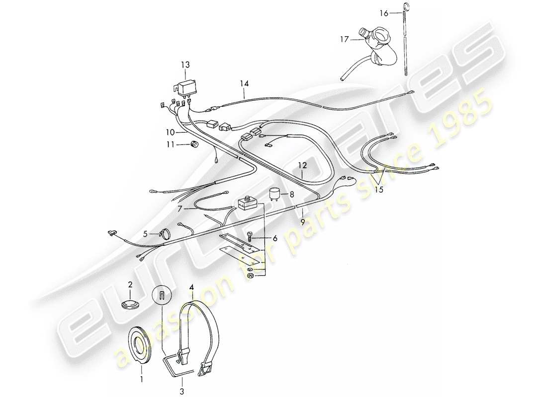 porsche 1967 (911/912) air conditioner - electrical components - accessories part diagram